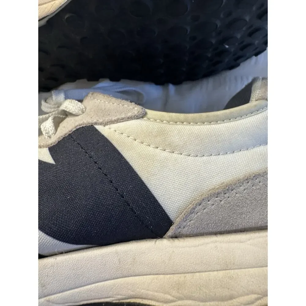 New Balance 327 Sneakers Sea Salt Black Suede Retro Wedge Logo Boy's 5.5